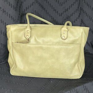 🎉Chic Olive Green Faux Leather Tote - Triple Compartment Work & Travel Bag